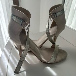 Women’s ALDO Heels Size 9 Silver Strap Open-toe Stiletto With Adjustable Strap